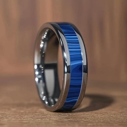 Tungsten Men's Ring Blue Glossy 8mm 1