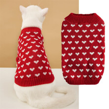 Heart Sweater for Dogs and Cats Small Size Red White Knit