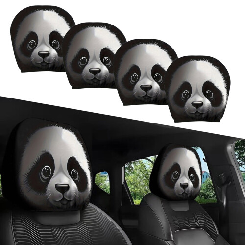 Car Headrest Covers Funny Print Stretchy Washable 2