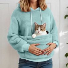 Cat Hoodie Sweatshirt with Kangaroo Pocket and Pet Carrier