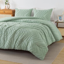 Sage Green Boho Comforter Set Queen 3-Piece Microfiber
