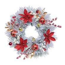 Cedar Christmas Wreath with Balls Norfolk Pine Red Berries