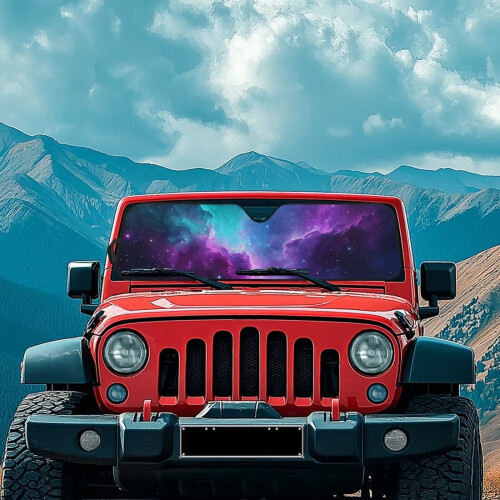 Foldable Purple Galaxy Windshield Sun Shade for Jeep 2
