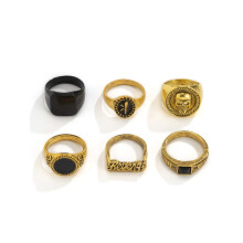 Punk Chain Rings Set for Men Silver Gold Vintage Geometric