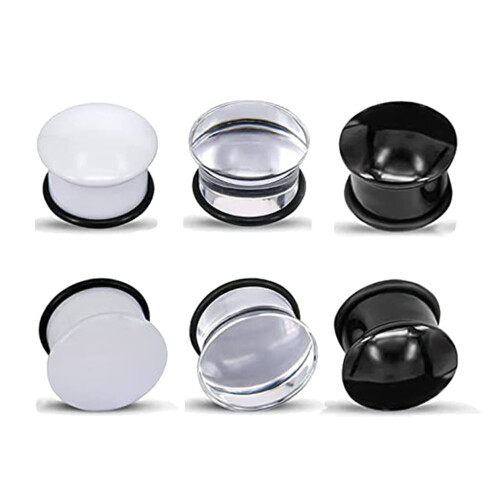 Acrylic Flared Ear Plug Tunnel Set Mushroom Shape 6 Pcs