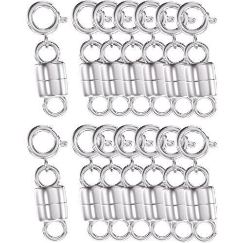 Magnetic Necklace Clasps Silver 10 pcs