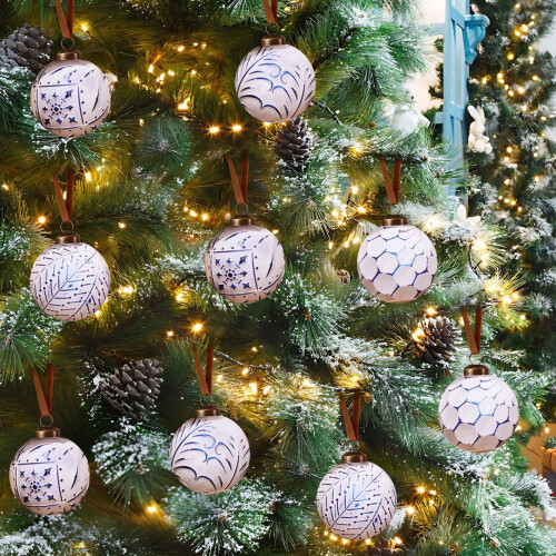 Christmas Ball Ornaments White Blue 12PCS 80mm 2