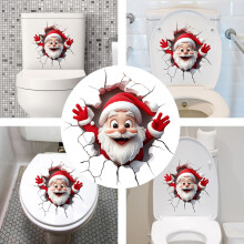 3D Santa Claus Wall Sticker Red Removable Holiday Decor