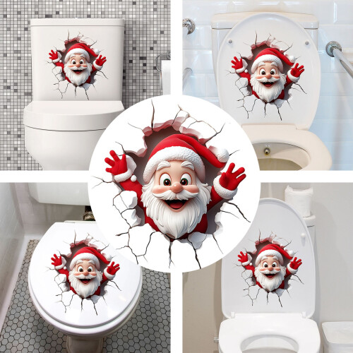 3D Santa Claus Wall Sticker Red Removable Holiday Decor