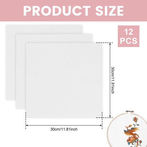 Cotton Embroidery Fabric 30x30cm Solid Color Grid 12 Pcs 1