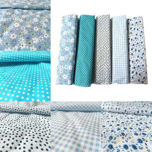 Cotton Patchwork Fabric Bundle Blue Series 50x50cm