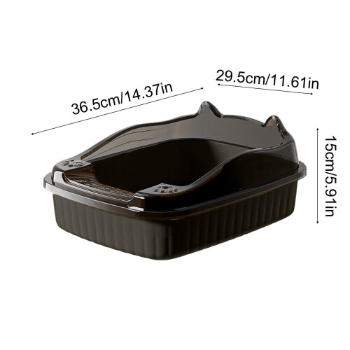 Open-Top Cat Litter Box Splashproof High-Sided with Litter 2