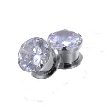Sparkly Crystal Ear Plugs Stainless Steel 1 Pair