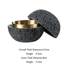 Nordic Style Creative Ashtray - Modern Cement & Stainless Steel Ashtray with Lid Black S