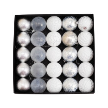 Vintage Scratch & Crack Christmas Ornaments Silver 25 pcs