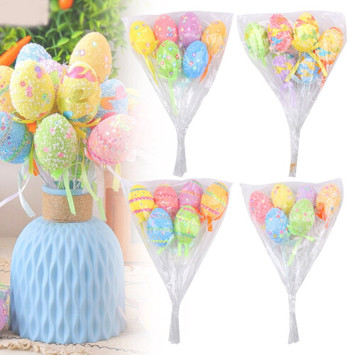 Glitter Easter Egg Picks Vase Filler 6PCS