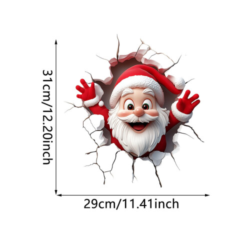 3D Santa Claus Wall Sticker Red Removable Holiday Decor 2