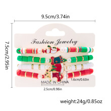 Christmas Beaded Bracelet Santa Snowflake Red Green