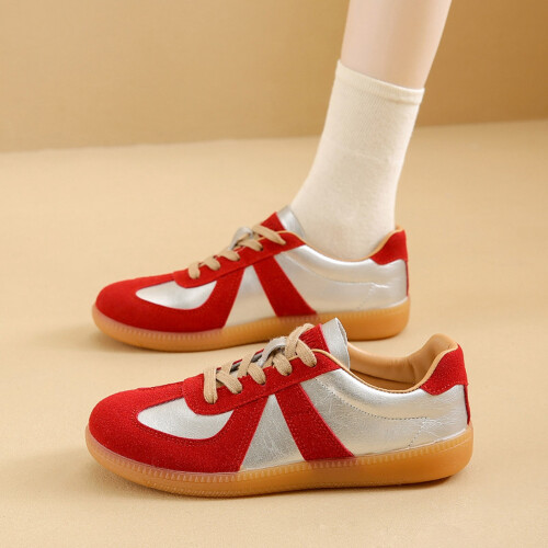Suede Loafers Casual Flat Shoes Red Size 41
