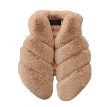Girls' Rabbit Fur Vest Sleeveless V-Neck Faux Fur Gilet