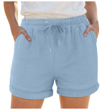 Women's High Waisted Cotton Gauze Shorts Linen-Like