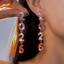 Digital Snowflake Butterfly Stud Earrings Rhinestone 1 Pair