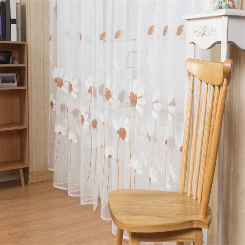 Embroidered Window Curtain Floral Valance Boho Sheer Panel 1
