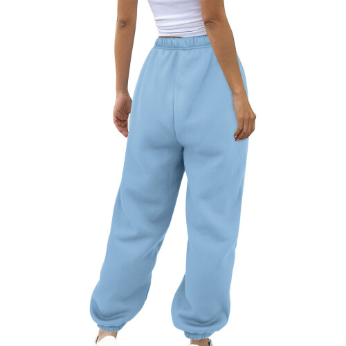 Fleece Pants Women High Waisted Sky Blue 2