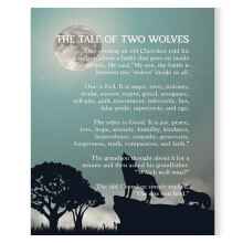 Growth Mindset Canvas Poster Two Wolves Spiritual Wisdom