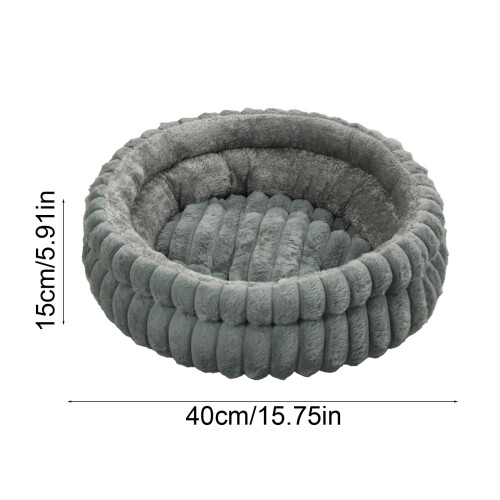 Plush Round Pet Bed for Cats and Small Dogs 2