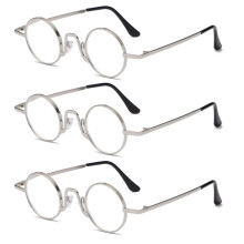 Presbyopia Glasses Black Metal Circular 41mm 3 Pairs