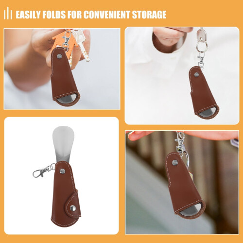Foldable Shoe Horn Keychain Metal 2 pcs 1