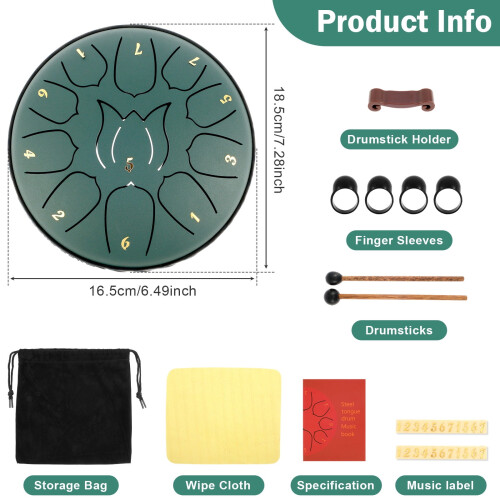 Steel Tongue Drum 11-Note 6 Inch Rustproof 1