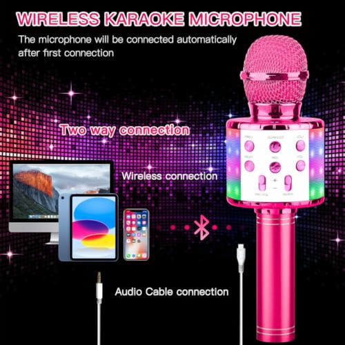 Wireless Karaoke Mic LED Purple 4-in-1 2