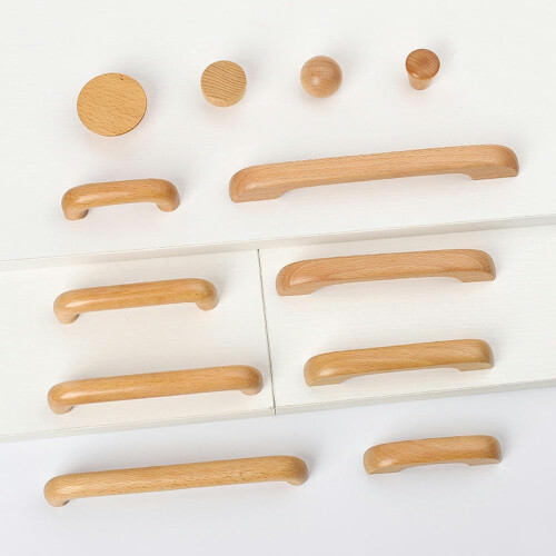 Wooden Cabinet Knobs Beech Wood 4 Pcs 2