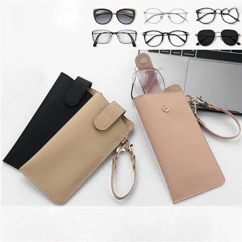 Eyeglass Case Soft Leather Portable Slim Travel Pouch for 1