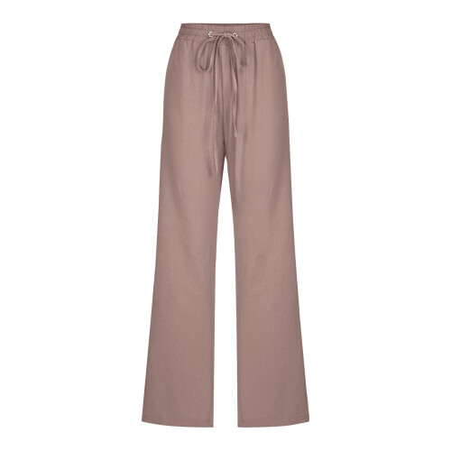 Women's Solid Cotton-Linen Straight Leg Pants High Waisted 2