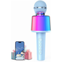 Kids Karaoke Microphone with RGB Light and Voice Changer