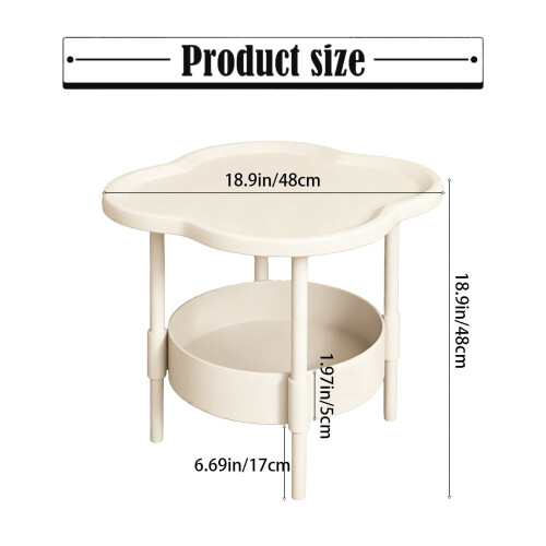 Bedside Table White 2-Tier with Removable Tray 2