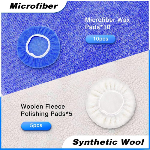 Car Polisher Bonnets 5-6 inch 15 pcs Microfiber and Wool 2
