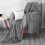 Grey Fleece Throw Blanket Soft Warm Decorative 17.7 x 25 7