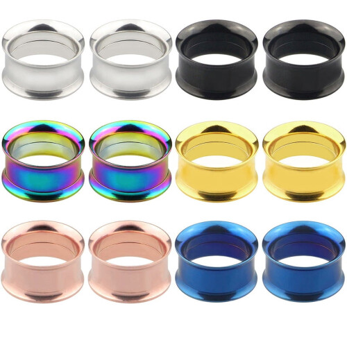 Ear Expander Solid Color Stainless Steel Double Flared 4mm 2