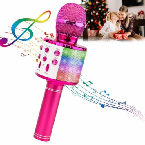 Wireless Karaoke Mic LED Purple 4-in-1