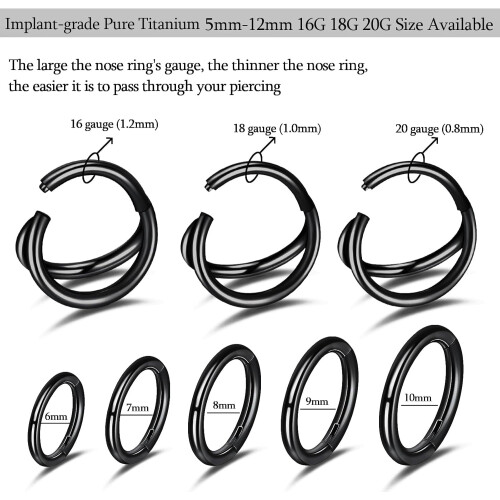 Titanium Nose Hoops 16G 6–12mm 2 Pcs 1