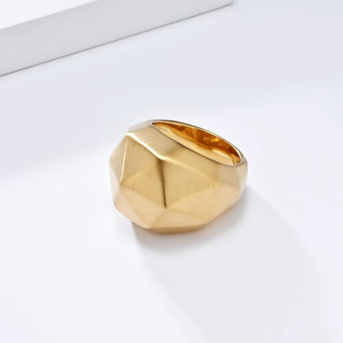 Women's Stainless Steel Geometric Ring Gold Size 9 1