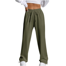 Women's Straight Wide Leg Jogger Pants with Elastic Waist
