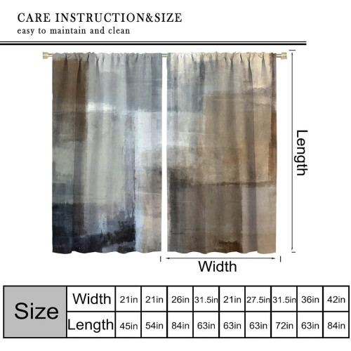 Abstract Thermal Curtains Grey Blue Beige 2 Panels 84x84 2