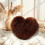 Faux Fur Heart Throw Pillow with Insert Brown 4