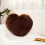 Faux Fur Heart Throw Pillow with Insert Brown 5