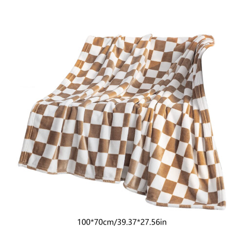 Checkered Flannel Blanket Polyester 100x70cm Black White 2